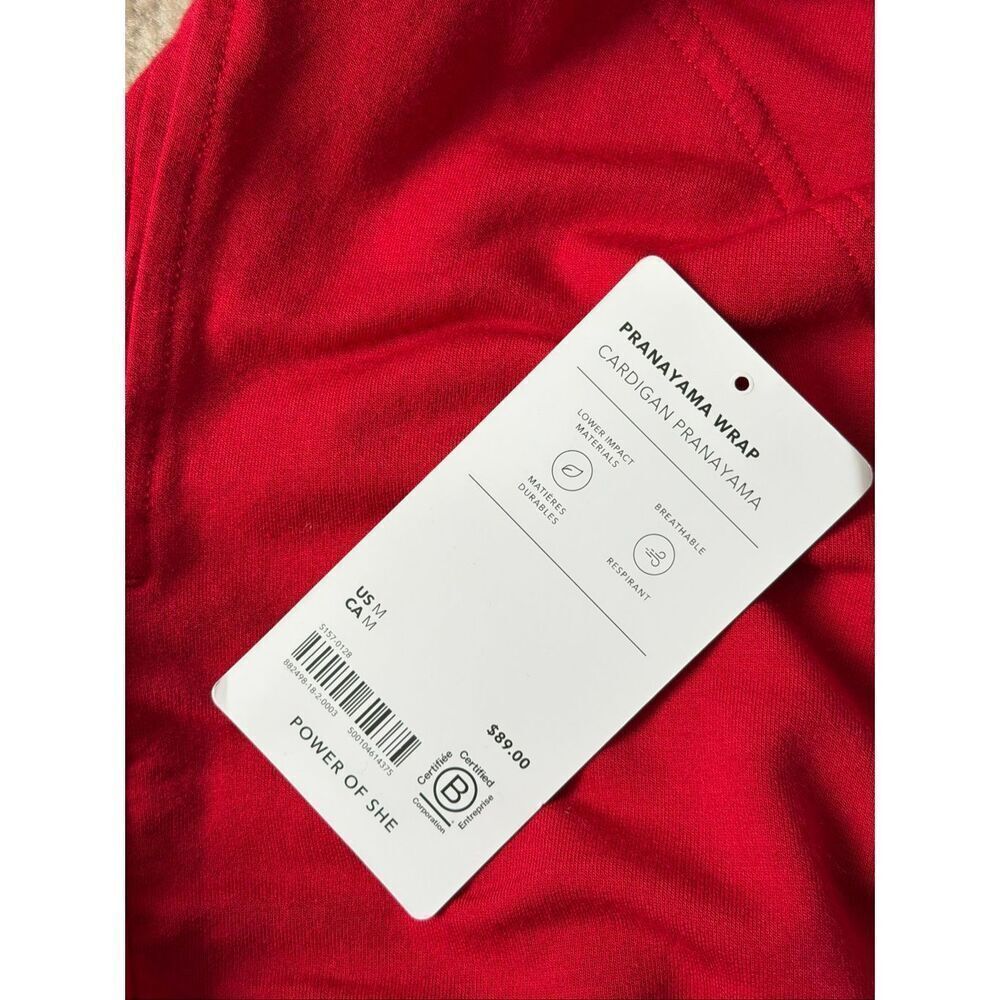 Athleta Cardigan Pranayama NWOT Restore Wrap Open Front Clover Berry Red Medium - Picture 8 of 11